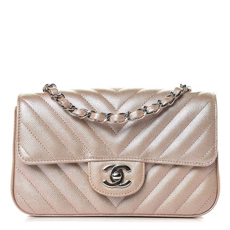 chanel light gold rectangular mini in iridescent caviar leather|Flap Bags .